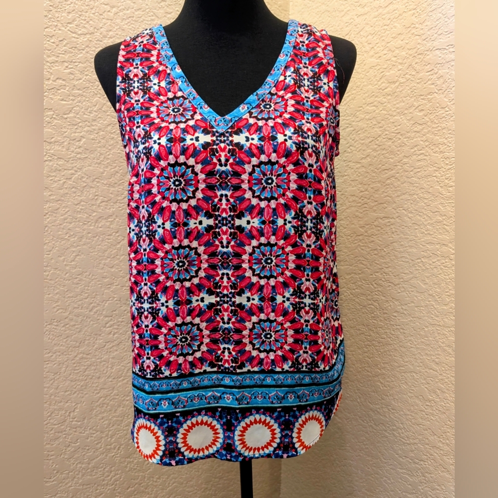 Vibrant Sleeveless Top with Geometric Patterns